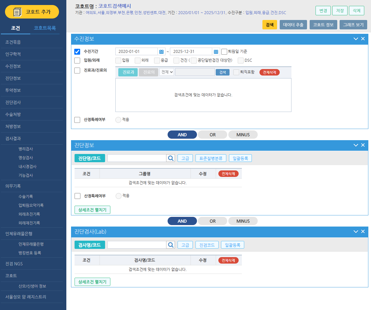 CDW 주요기능 1.코호트검색
